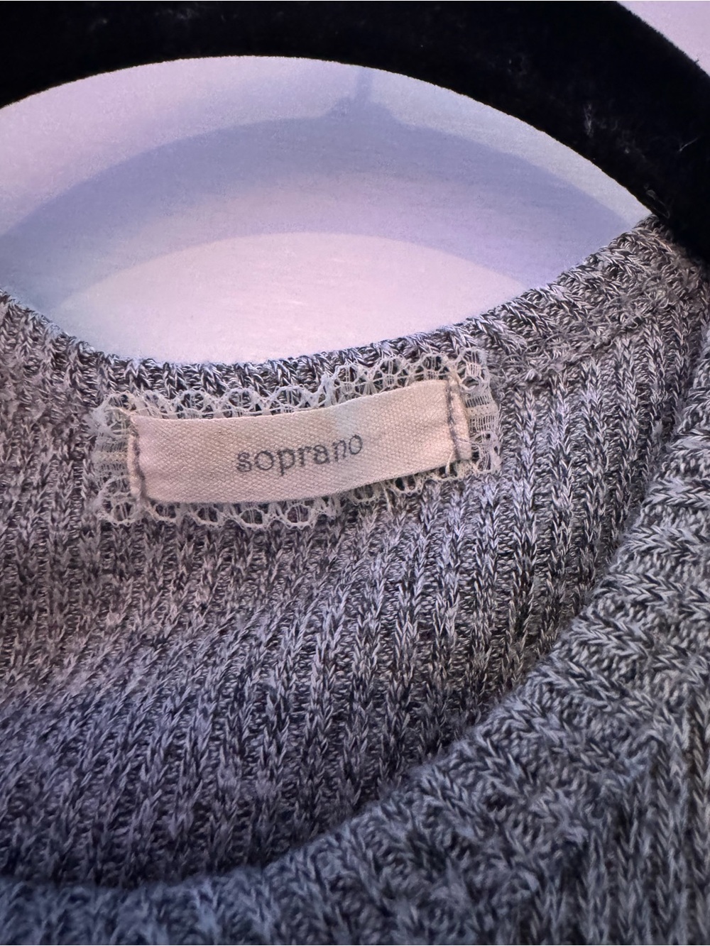 Soprano Gray Cold-Shoulder Ribbed Tunic - Picture 2 of 4